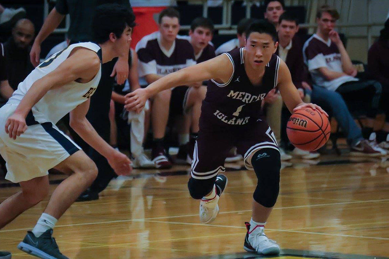 Mercer Island Islanders senior guard/co-captain Will Lee (pictured) said the goal for his squad this season is to win the 2A/3A KingCo Division and clinch a berth in the Class 3A state tournament in March of 2019 at the Tacoma Dome. Photo courtesy of Don Borin/Stop Action Photography