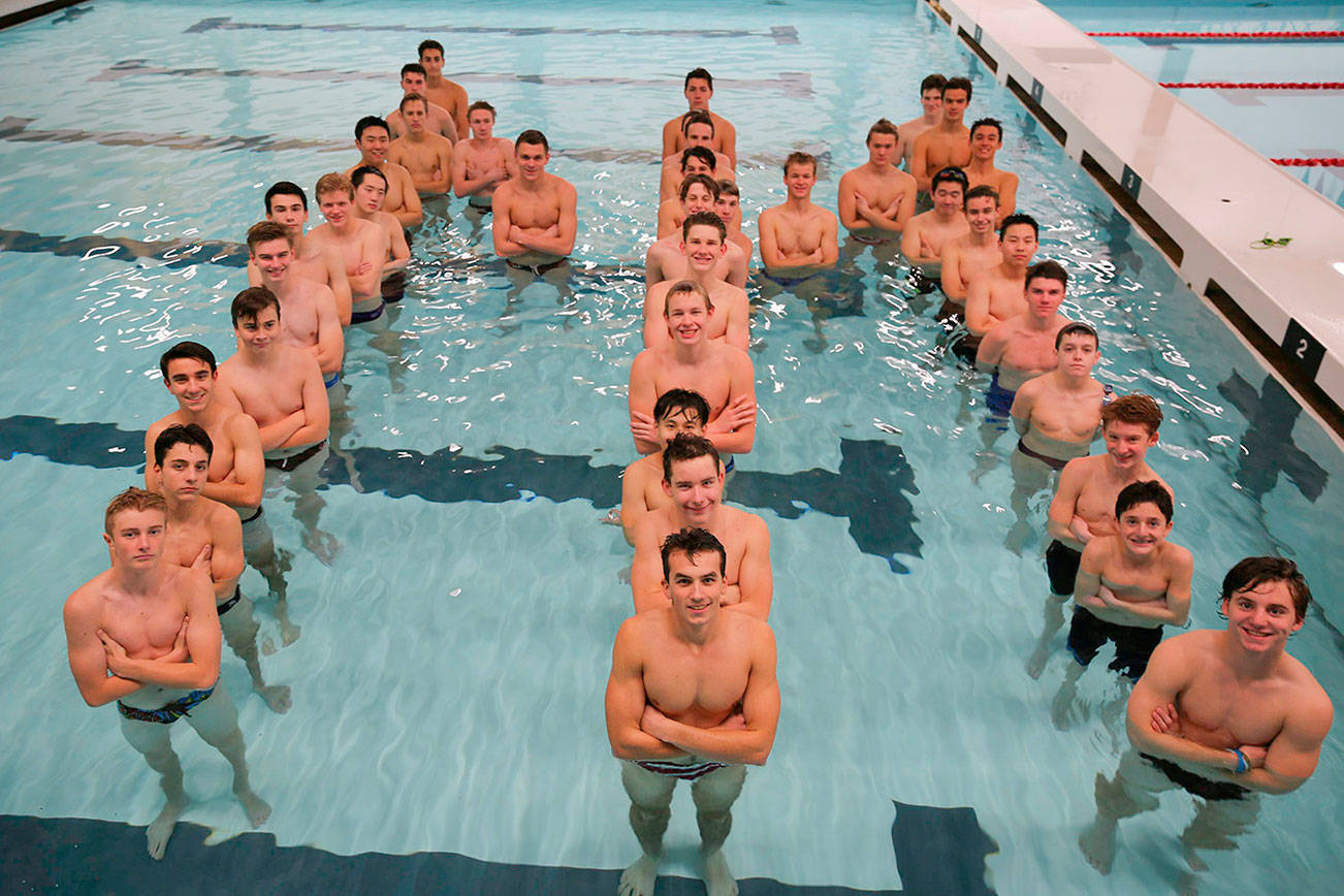 Perfection in dual meets was attained during the 2017 season for the Islanders boys swim team in KingCo contests in the pool.                                The Islanders picked up where they left off last season, cruising to a 105-55 win in the season opener against the Bellevue Wolverines on Nov. 29. The Islanders swim program has now won eight consecutive KingCo dual swim meets since the 2017-18 season. Mercer Island has a wealth of experience returning to the varsity roster during the 2018-19 season. Alex Edwards, Daniel Gao, Jake Headrick, Evan Hill, Gabriel Neale, John Novak, Collin Rallston, James Richardson, Killian Riley, Nate Robinson, Ethan Schwartz and Kieran Watson were all on the varsity roster last season and return this year. Islanders athletes capturing first place against Bellevue in their respective events consisted of Justin Robinson (500 free, 50 free, 400 free relay, 200 medley relay), Schwartz (100 free, 400 free relay, 200 medley relay, 100 back), Rallston (200 medley relay, 200 free relay, 200 IM), Riley (200 free relay, 400 free relay), Carter Whipple (200 medley relay, 200 free relay), Connor Hanson (200 free relay) and John Novak (400 free relay). Photo courtesy of Scott Richardson