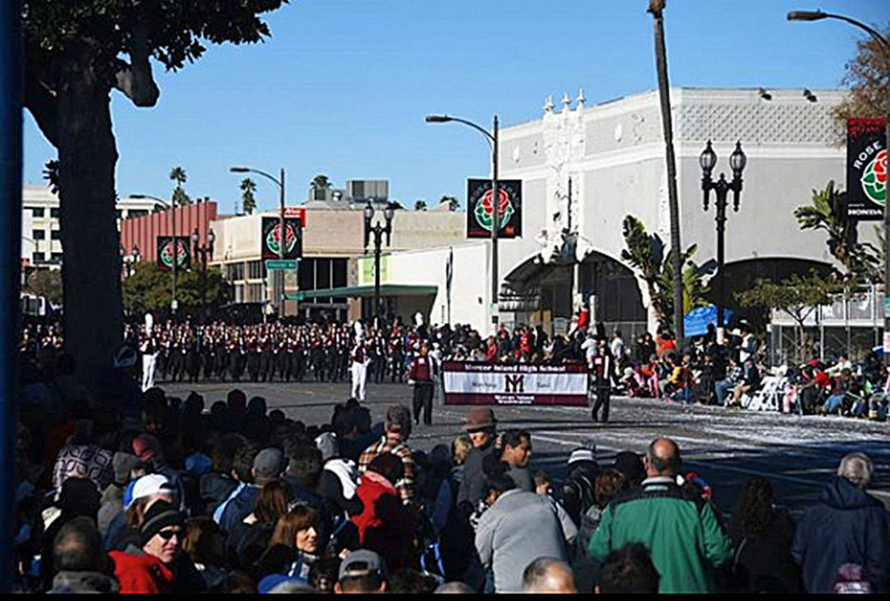 The MIHS marching band beginning their march throughout the Tournament of Roses on Jan. 1. Photo courtesy of Unofficial_MIHSBand Instagram page.