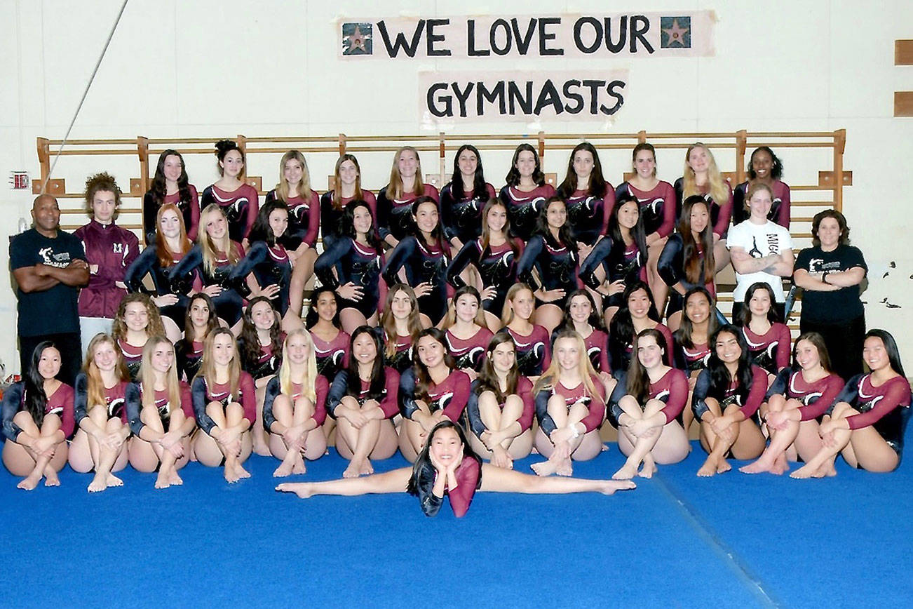 The Mercer Island Islanders gymnastics team is striving to advance to the district competition as a team this February. Photo courtesy of Debra Gibbs