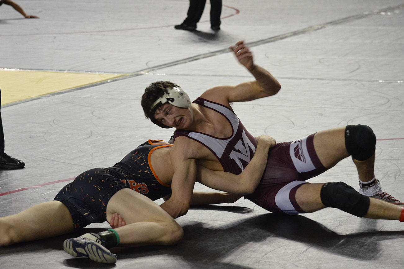 Mercer Island Islanders senior grappler Eli Pruchno, who competed in the 138-pound weight division, earned three victories at the Mat Classic Class 3A state wrestling tournament on Feb. 15-16 at the Tacoma Dome. Photo courtesy of Billy Pruchno
