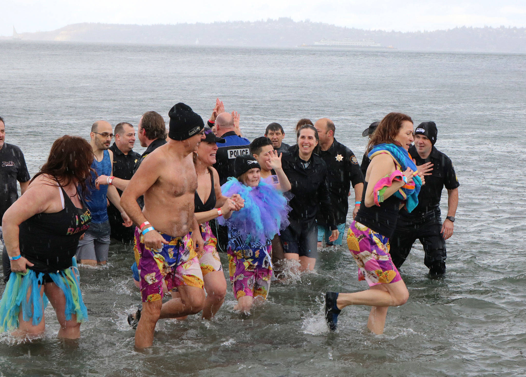 Bothell Police Chief Carol Cummings participates in her eighth polar plunge in a row. Katie Metzger/staff photo