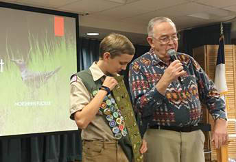 Photo courtesy of Roxanne Helleren                                 Al Smallman and Alexander Raffetto are intergenerational Eagle Scouts.