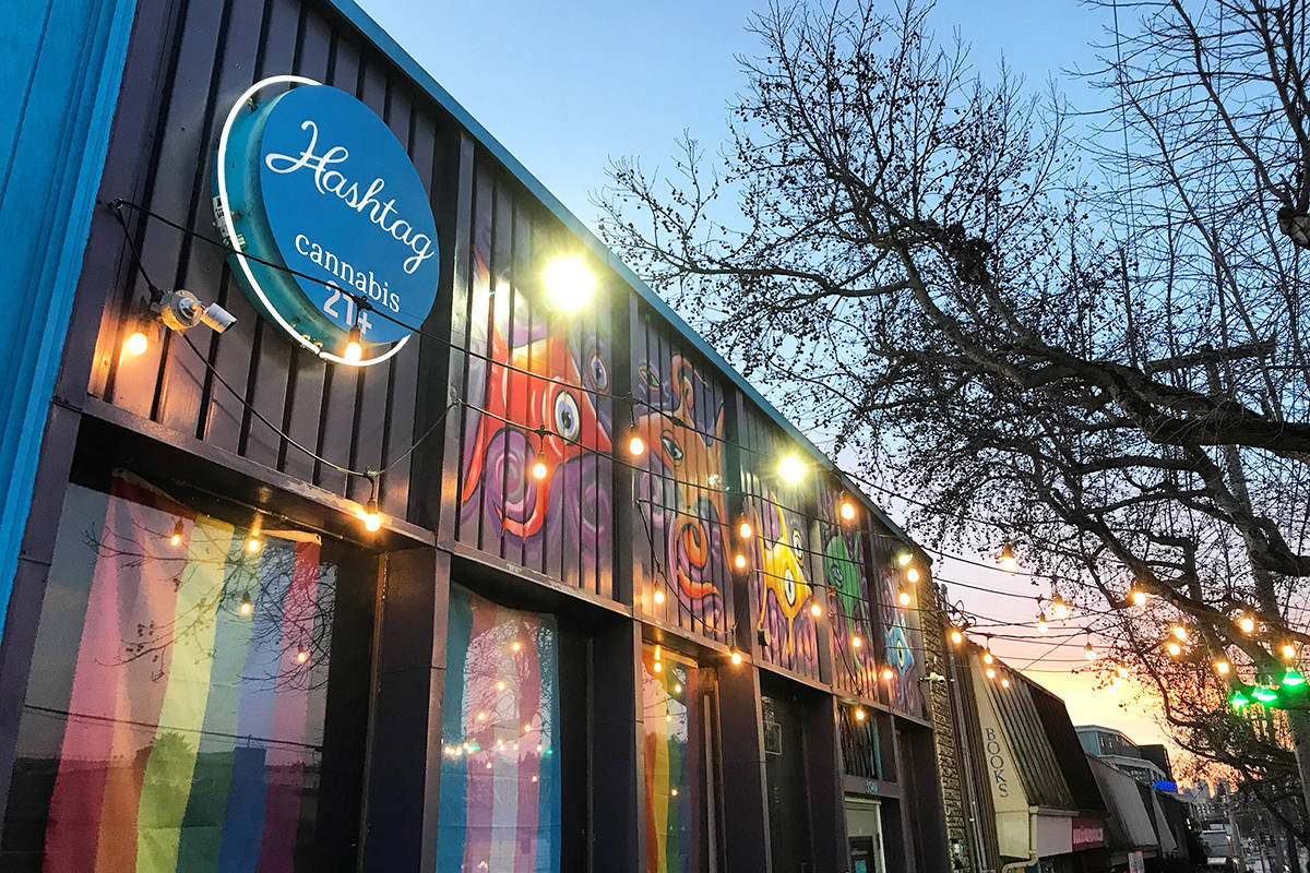 Hashtag Cannabis’ Fremont store is bathed in the glow of the sunrise. Staff from this location and the Hashtag Redmond store invite you to join in the 4/20 celebrations April 20 at the Stone Way Cafe in Seattle. Photo by Jax Keating