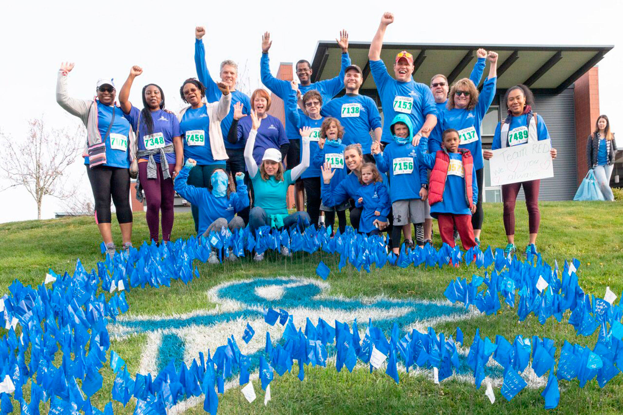A local team supports the cause of colon cancer prevention at the Mercer Island Rotary Half Marathon on March 24. Photo courtesy of Gillian Peckham