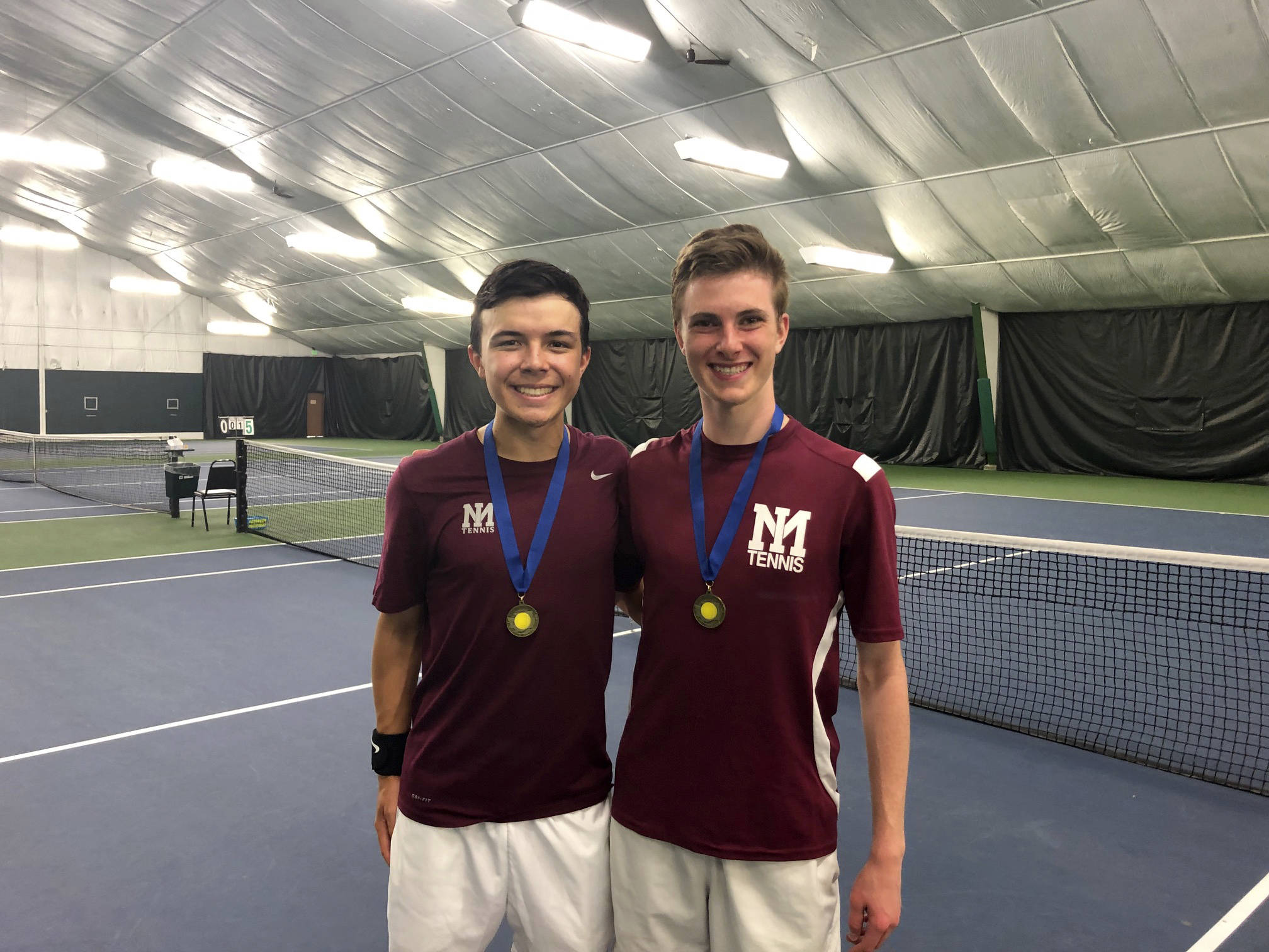 The Mercer Island Islanders tennis doubles team consisting of Kevin Chen/Chris Elliott earned first place at the 3A state tennis tournament on May 25 in Kennewick. Photo courtesy of MC Chen