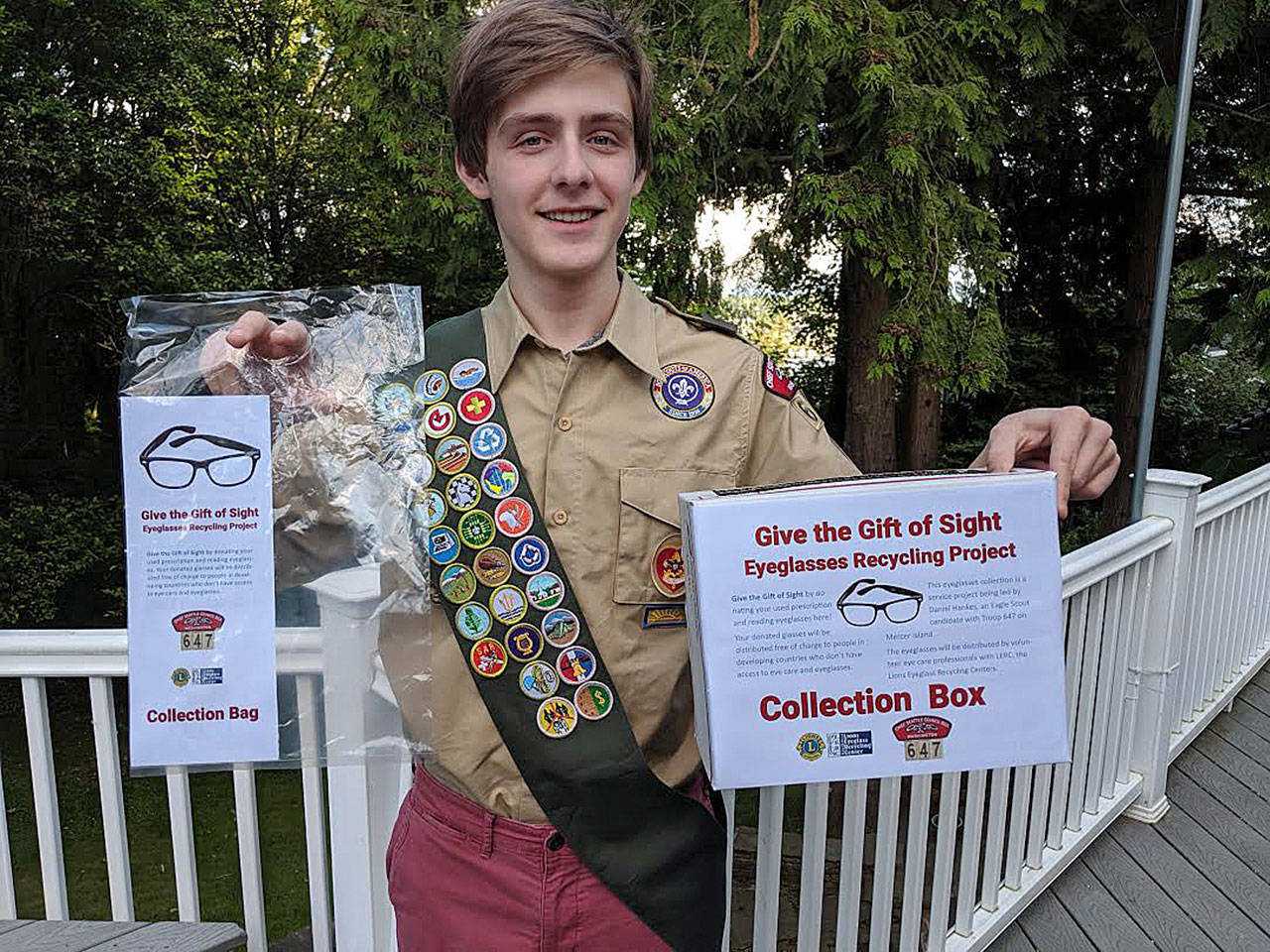Courtesy photo                                 Daniel Hankes, a junior at Mercer Island High School, is leading a drive to collect eyeglasses to be processed and distributed by the Northwest Lions Club Eyeglasses Recycling Center for his Eagle Scout Service Project.
