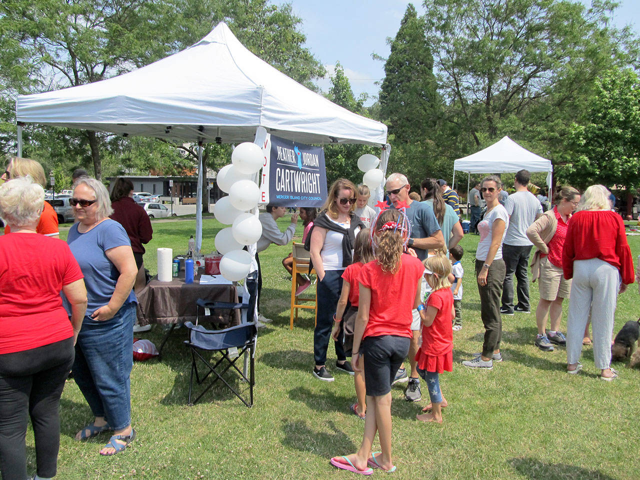 People gather and converse at Mercerdale Park for the July 4 picnic. Courtesy Photo