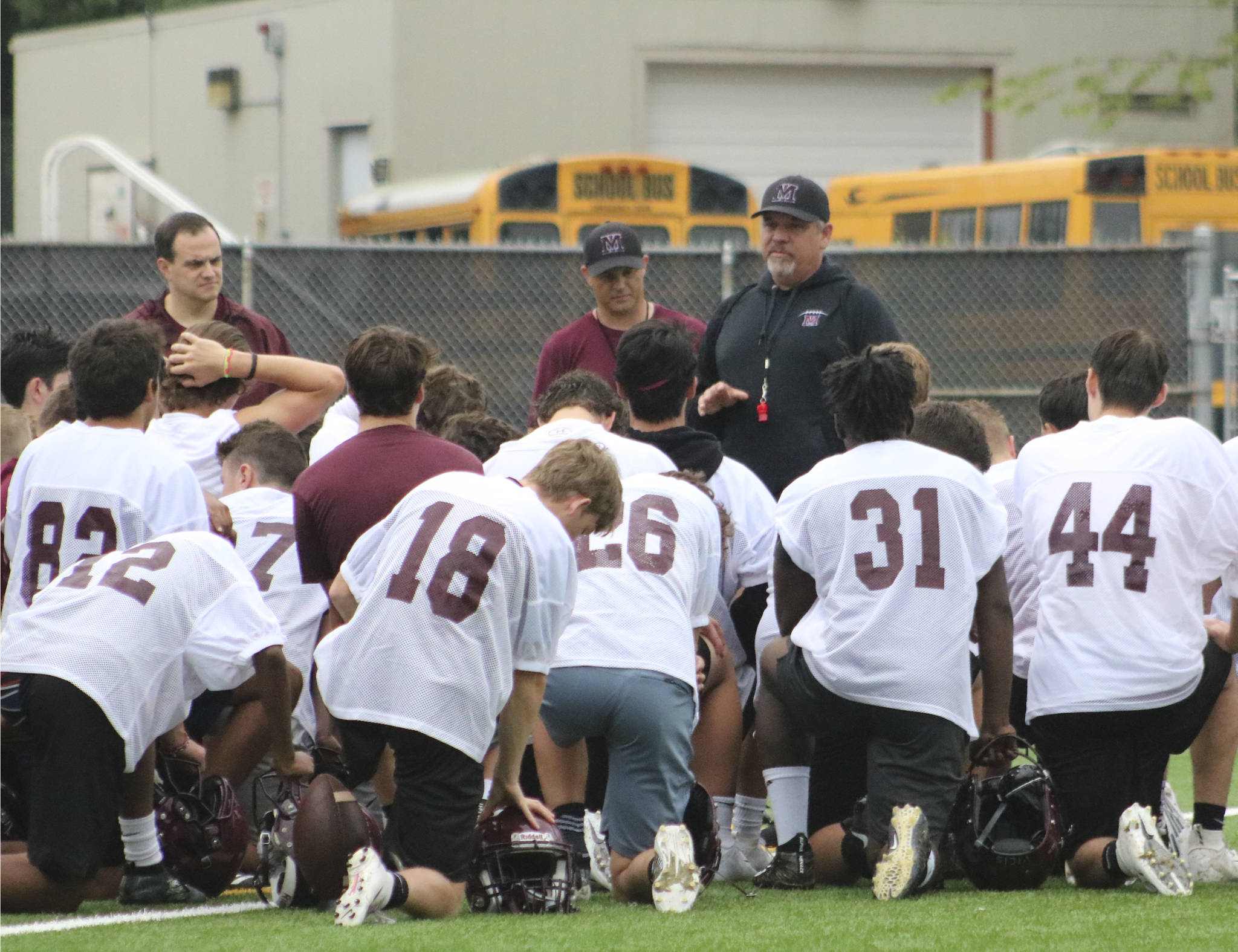 <ul><li style="text-align: left;">Islanders head coach Ed Slezinger talks to his team during practice. Benjamin Olson / staff photo</li></ul>