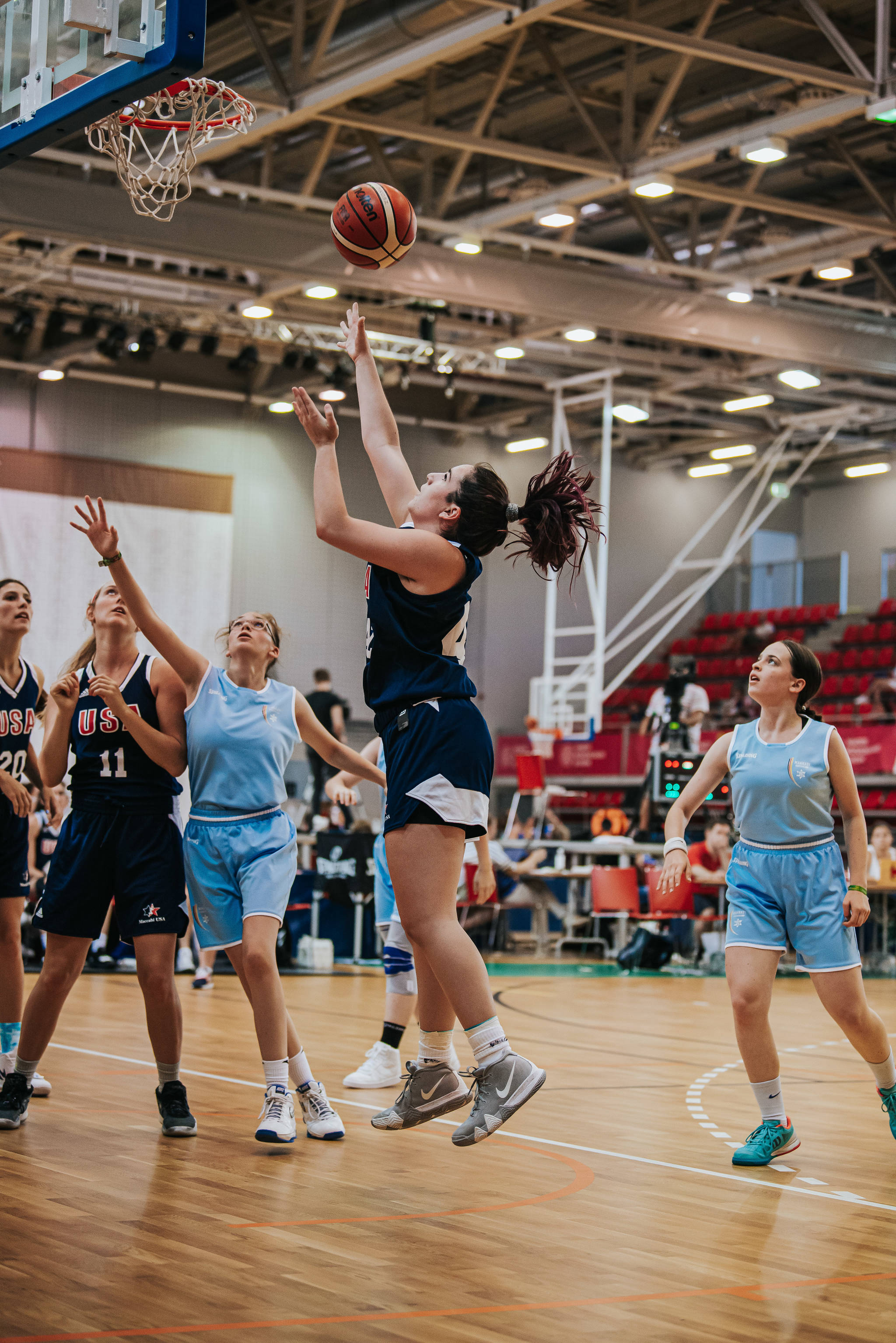 Angelina Barokas shoots the ball at the 2019 European Maccabi Games in Hungary. Courtesy photo