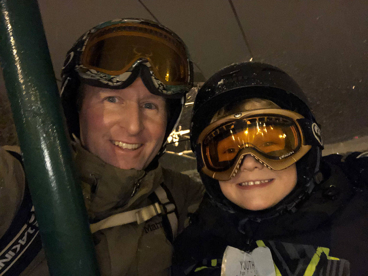 Robinson and his oldest son, Gavin, on a ski trip. Photo courtesy Gary Robinson