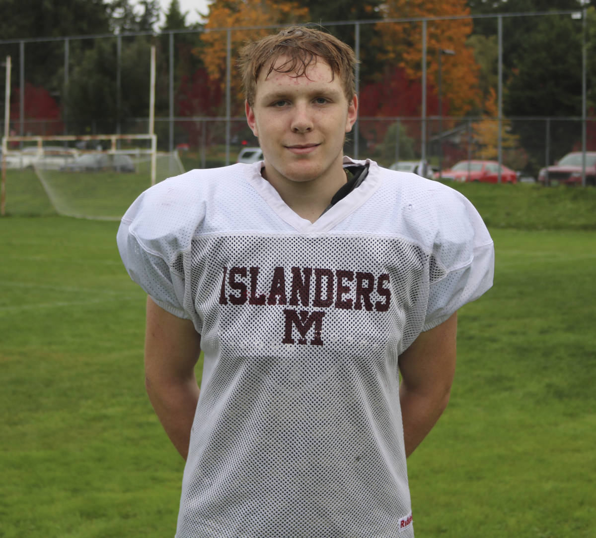 Mercer Island linebacker Owen Baebler uses his hard work in the film room to dominate on the football field. Benjamin Olson/staff photo