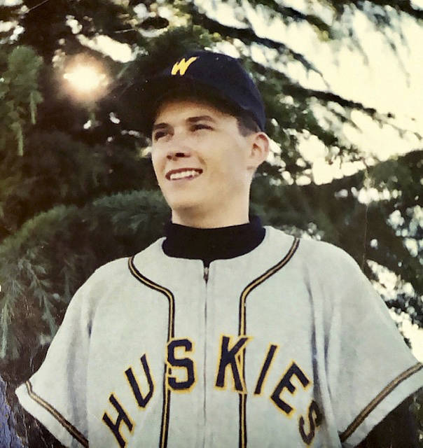 Gary Snyder in his Huskies uniform during his university days. Snyder was part of the 1959 Husky Hall of Fame baseball team. Photo courtesy of Matt Snyder