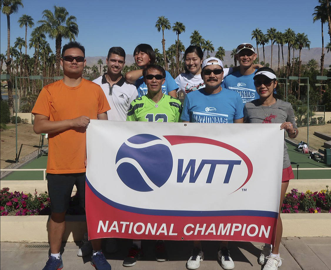 Play2Nguyen won all five of its games at the 2019 World TeamTennis Rec League Nationals in Palm Desert, California. Photo courtesy of World TeamTennis