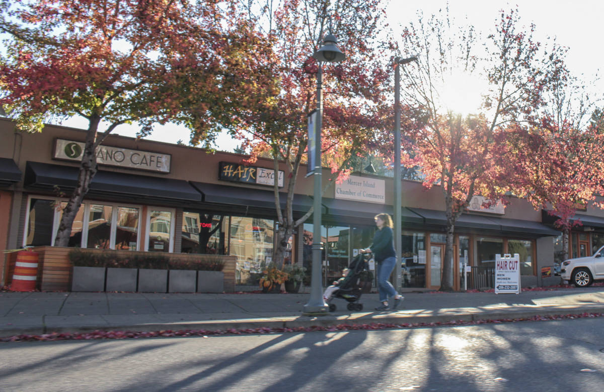 Natalie DeFord/staff photo                                The Mercer Island Chamber of Commerce and surrounding businesses in downtown Mercer Island in late fall.