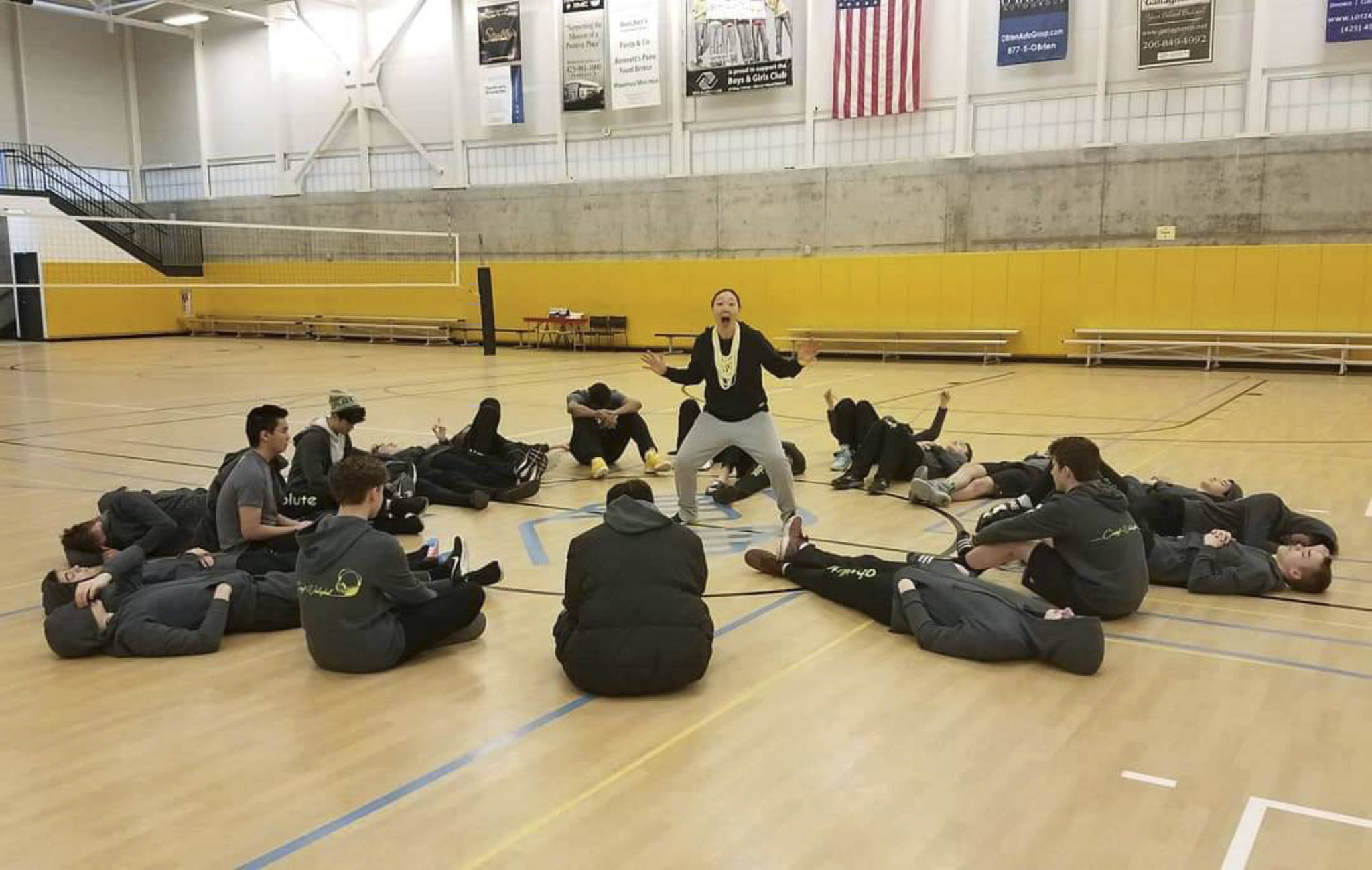 Billie Hwang (middle), the founder of Absolute Zero Volleyball Club, added a boys volleyball program four years ago. Photo courtesy of Billie Hwang