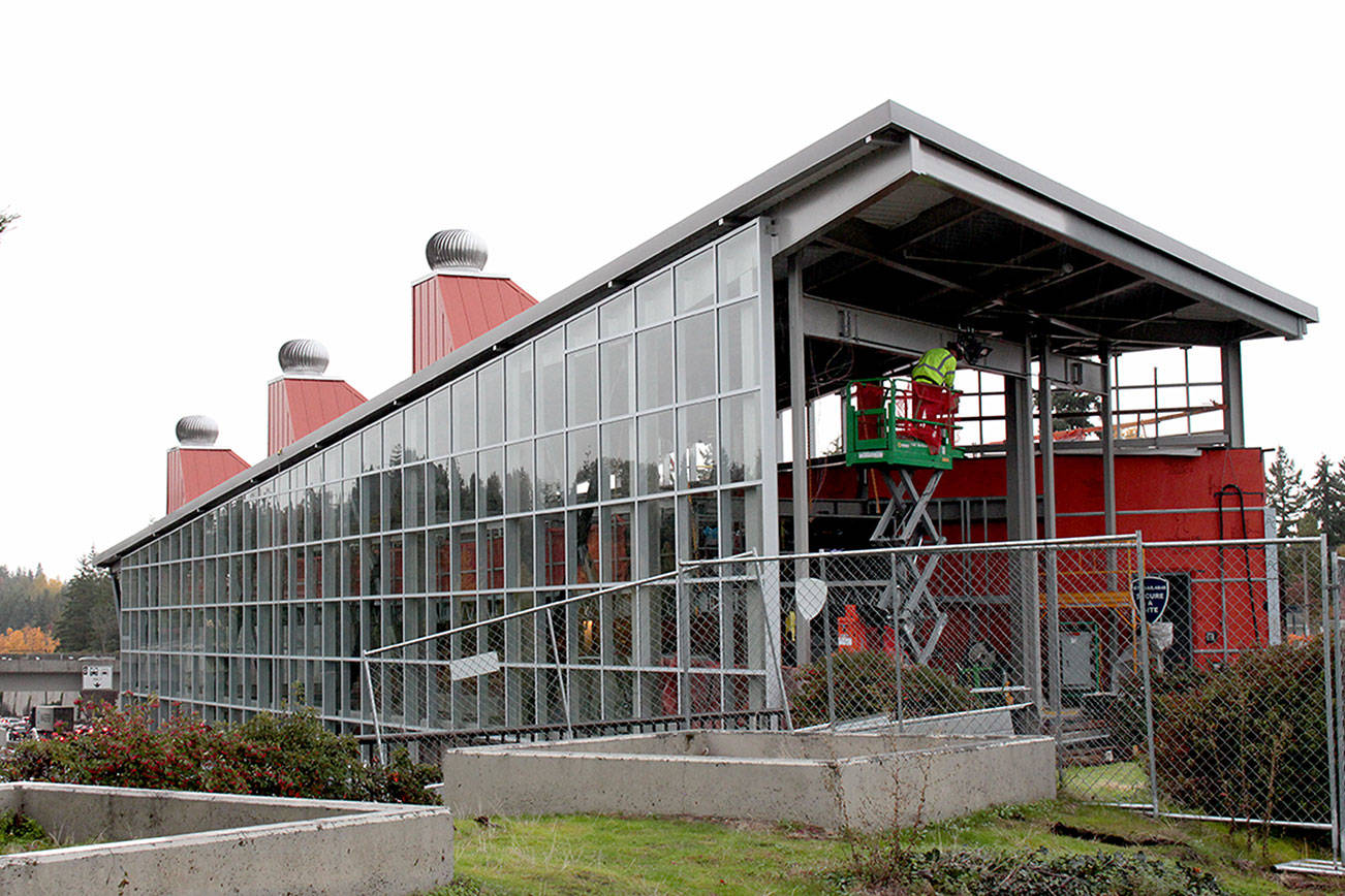 The Mercer Island light rail station under construction, set to open in 2023. Natalie DeFord/staff photo