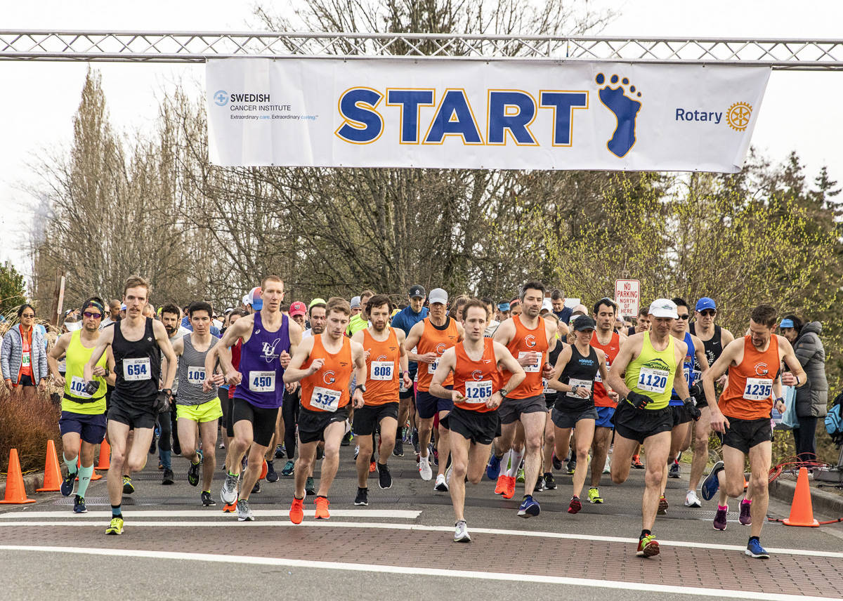 Courtesy photo                                The start line of the 2019 Rotary Half Marathon on Mercer Island.