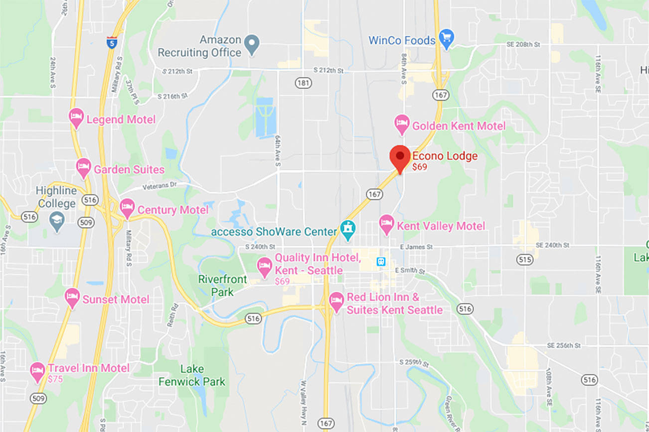 King County reportedly is purchasing the Econo Lodge, 1233 Central Ave. N., for a quarantine site. Courtesy of Google Maps
