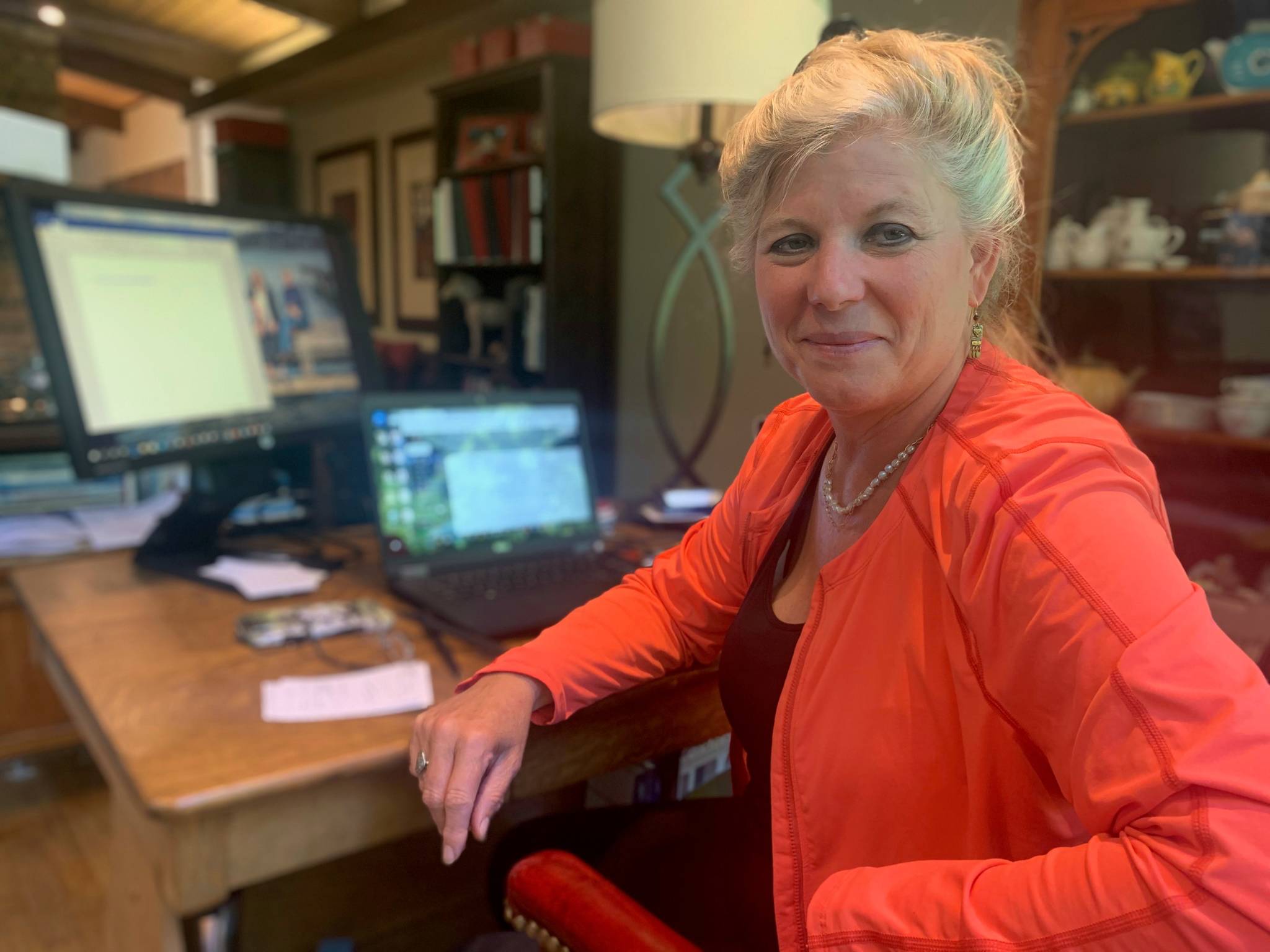 Mercer Island High School instructor Jen McLellan prepares for school in her office two weeks ago. Courtesy photo