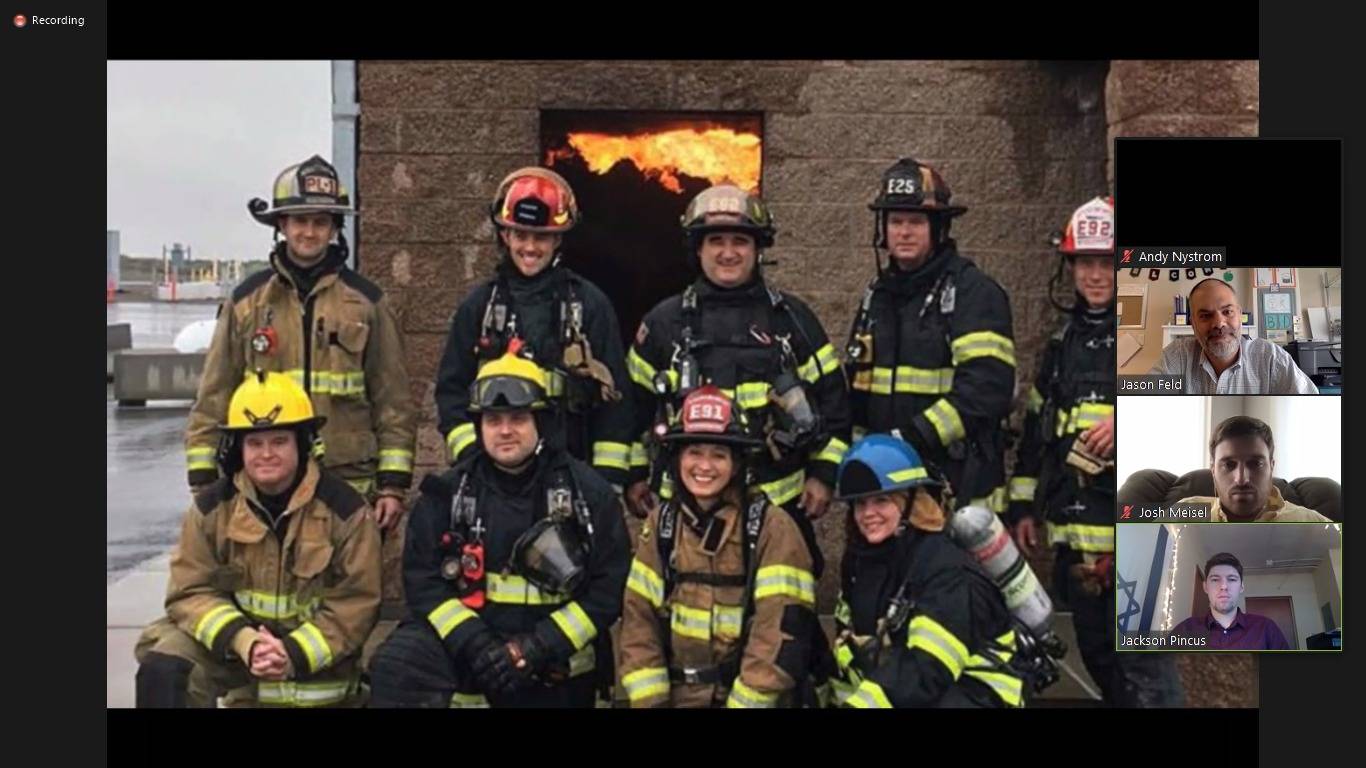 Northwest Yeshiva High School honored Mercer Island first responders during a 9/11 commemoration assembly. Zoom screen photo