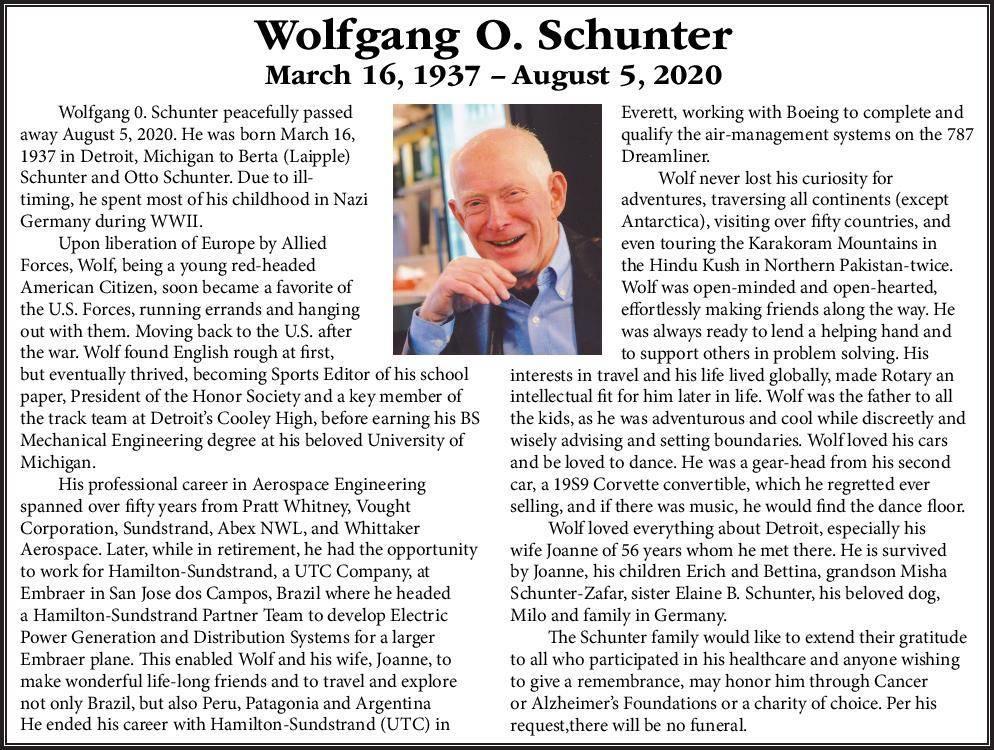 Wolfgang O. Schunter | Obituary