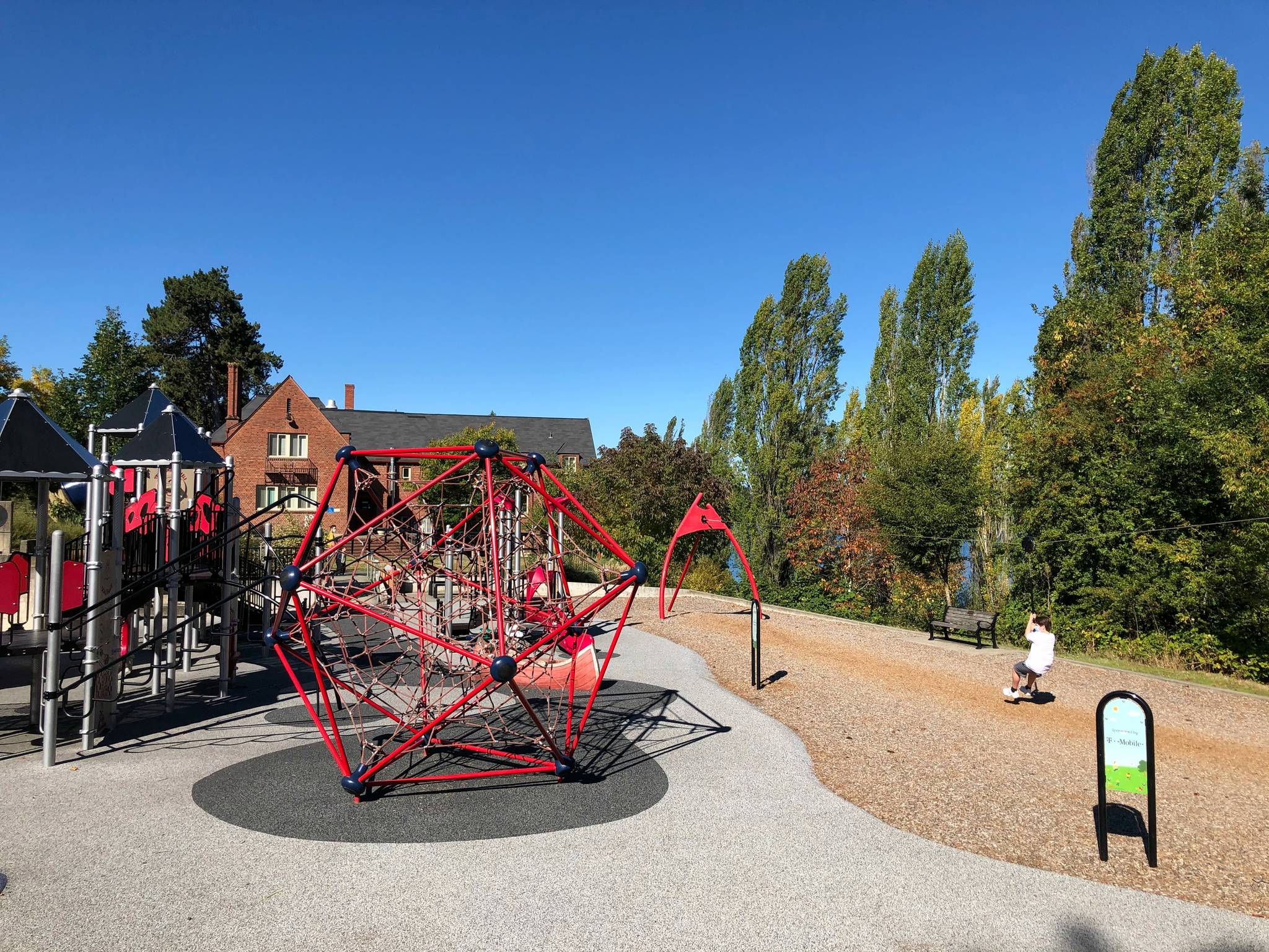 Mercer Island’s parks maintenance staff reopened playgrounds throughout the Island on Sept. 24. Here’s a capture at Luther Burbank Park on Sept. 29. Photo courtesy of Alaine Sommargren