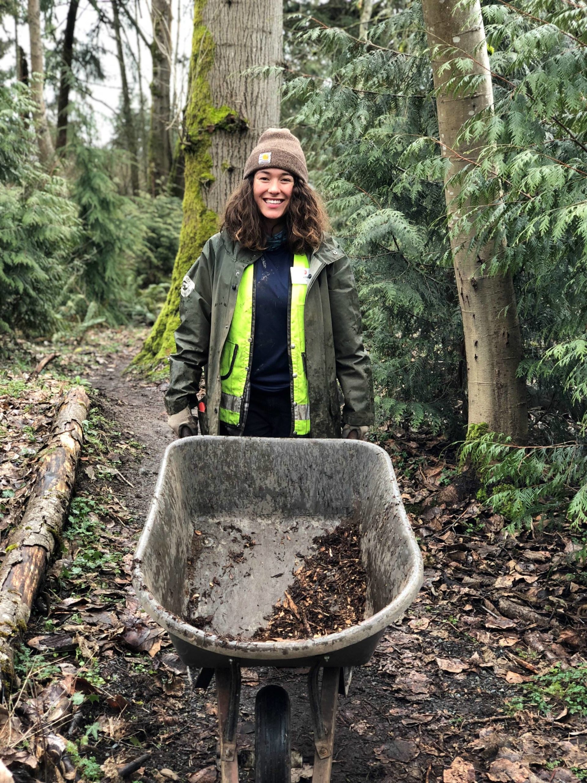 Skye Pelliccia, a former EarthCorps volunteer specialist/AmeriCorps volunteer, participates in a Mercer Island restoration event. Courtesy photo