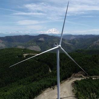 The Skookumchuck Wind Facility is located on private timber land near Centralia. Photo courtesy of Southern Power