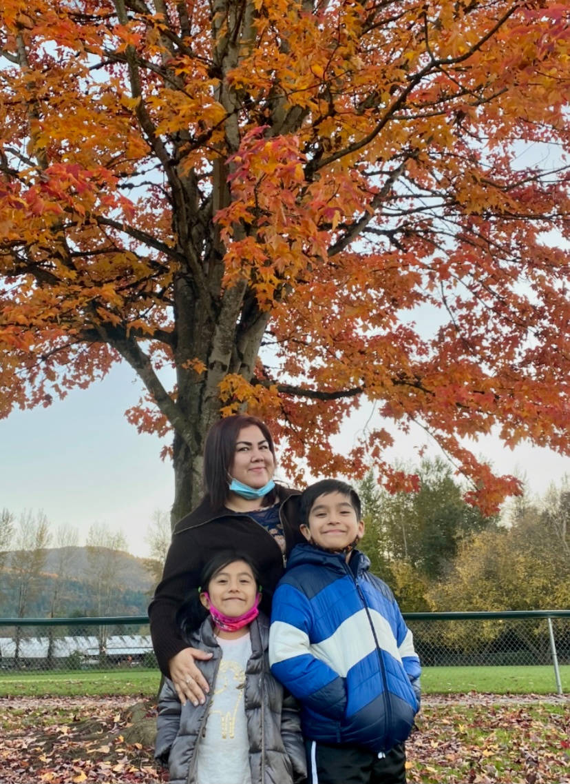 Patty De Santiago with her children Kate, a kindergartner, and Ethan, a fourth-grader. Photo courtesy of Nef Hernandez