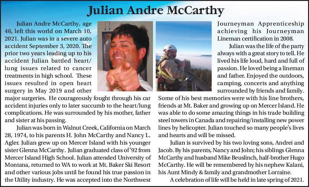 Julian Andre McCarthy | Obituary