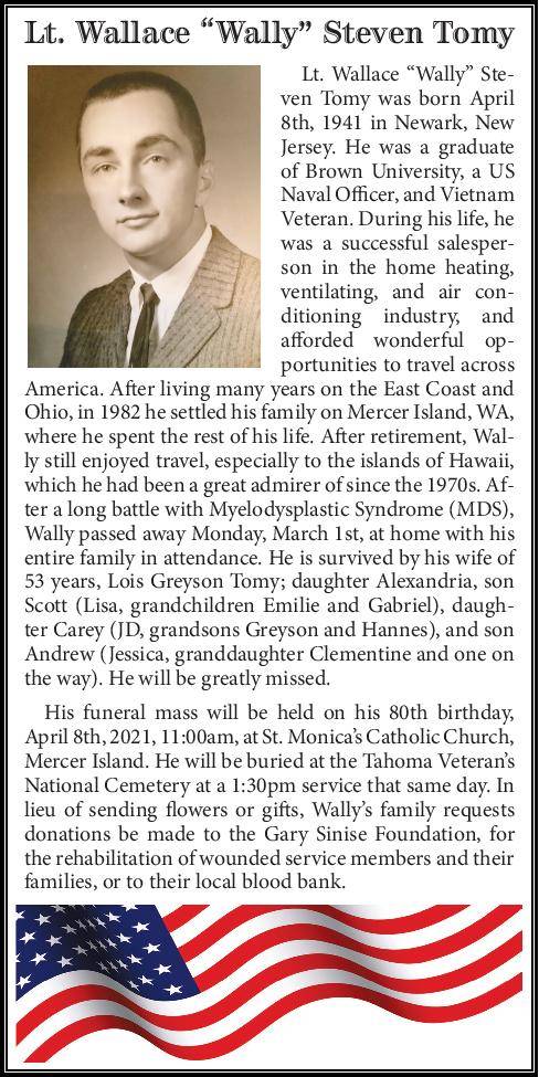 Lt. Wallace "Wally" Steven Tomy | Obituary