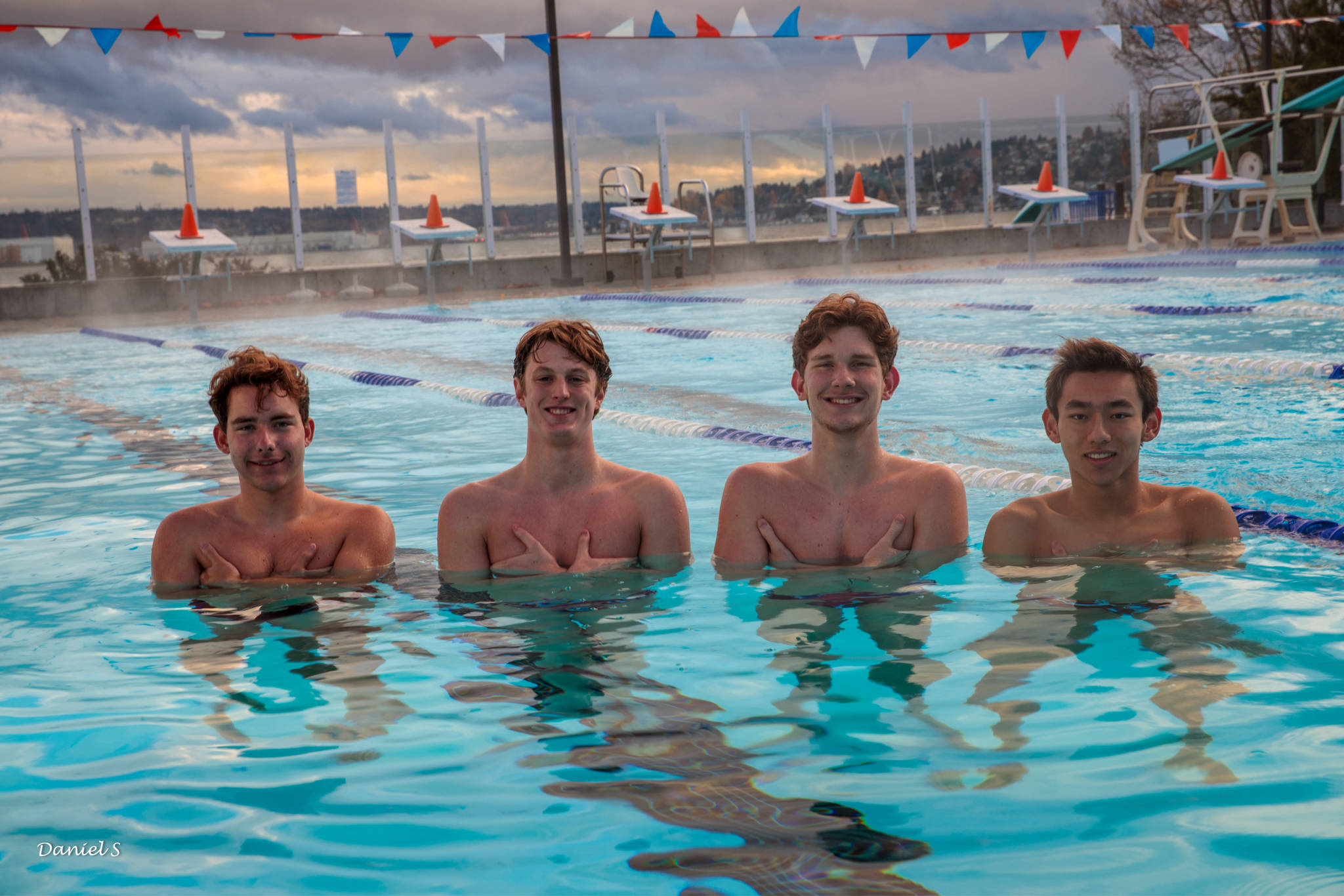 Mercer Island High School’s boys swim and dive team captains are, from left to right, John Novak, Collin Ralston, Kieran Watson and Dan Gao. Photo courtesy of Daniel Shao