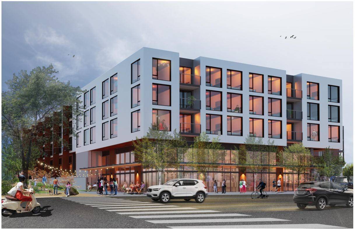 A rendering of the proposed Xing-hua Mixed-Use Development project. Courtesy of Johnston Architects