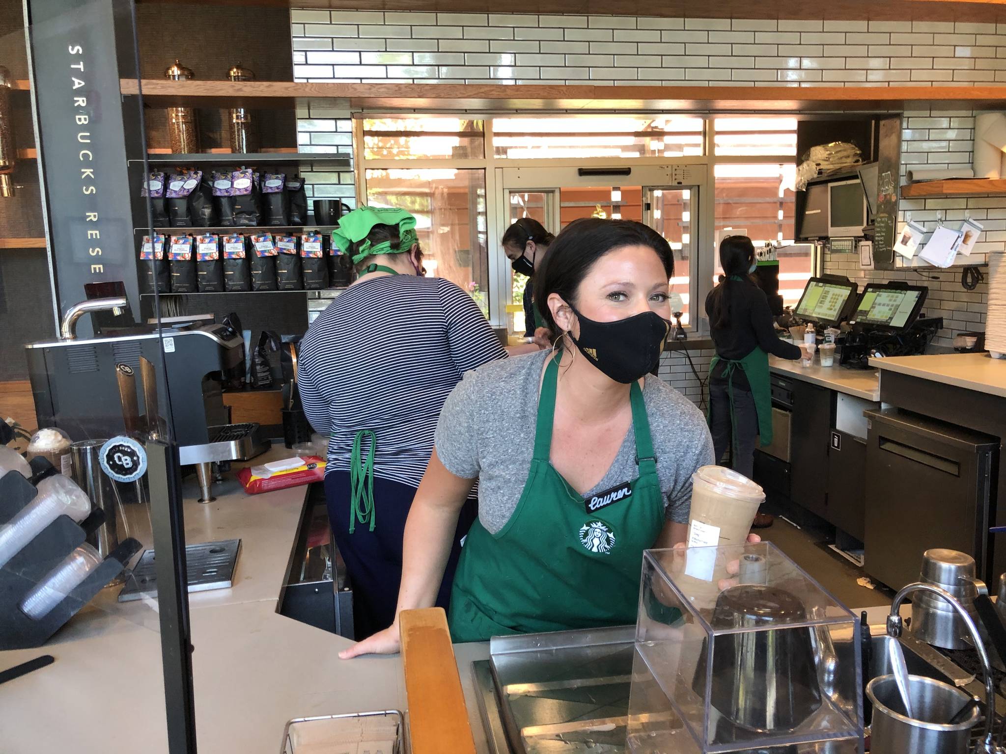 Lauren on the job at St. Arbucks. Photo courtesy of Greg Asimakoupoulos