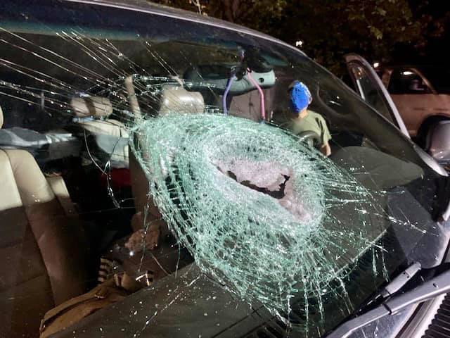 On the night of June 1, the Mercer Island Fire Department (MIFD) responded to two separate incidents on Interstate 90 of large rocks or pieces of concrete striking vehicles while traveling eastbound and westbound around the Mt. Baker Tunnel and Rainier Avenue exits, according to the MIFD Facebook page. In both cases, occupants were injured with one being transported to a local emergency room. Photo courtesy of the Mercer Island Fire Department