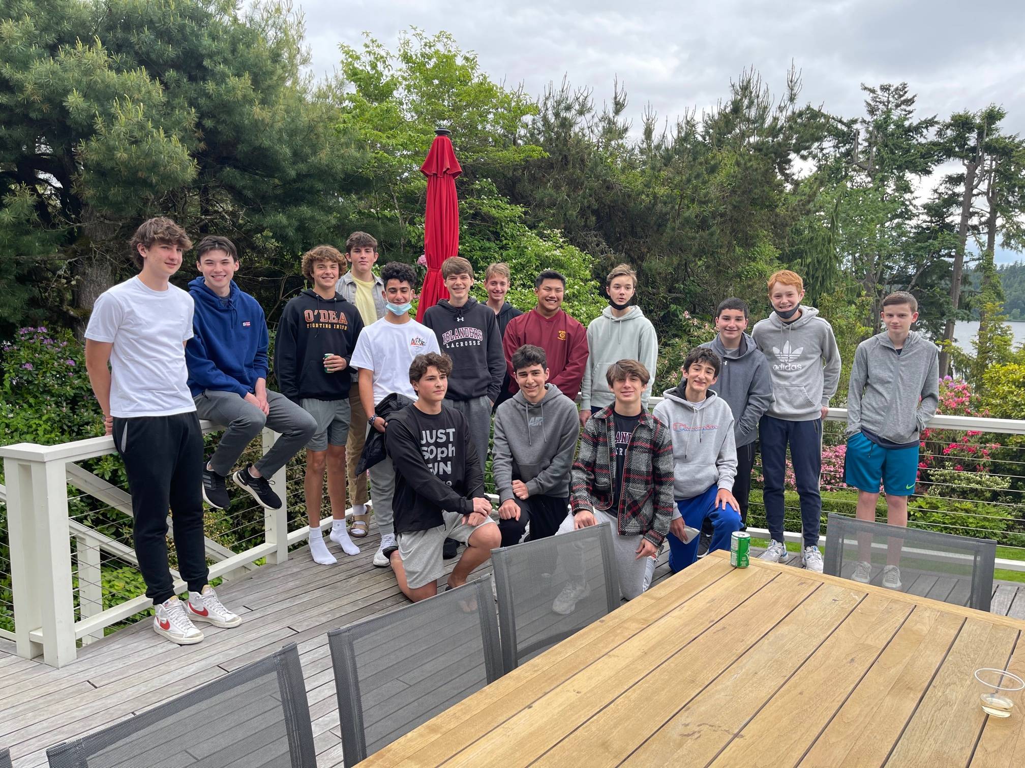 Harry McGovern sits second from left with members of the Mercer Island Young Men’s Service Organization. Courtesy photo