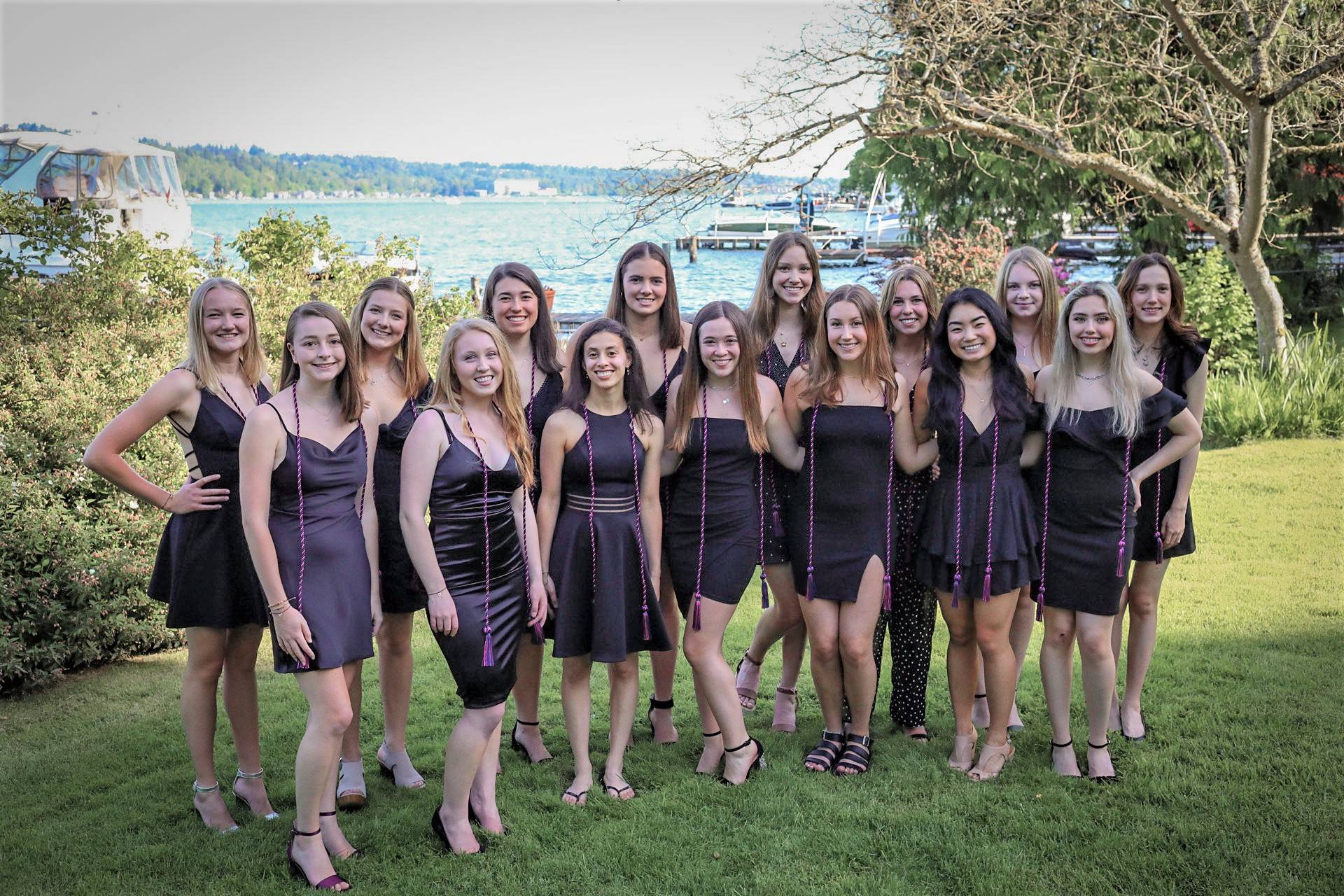 The class of 2021 seniors of the Mercer Island Evergreen Chapter of the National Charity League. Photo courtesy of Alexandra McDonald, owner at Willow Street Photography