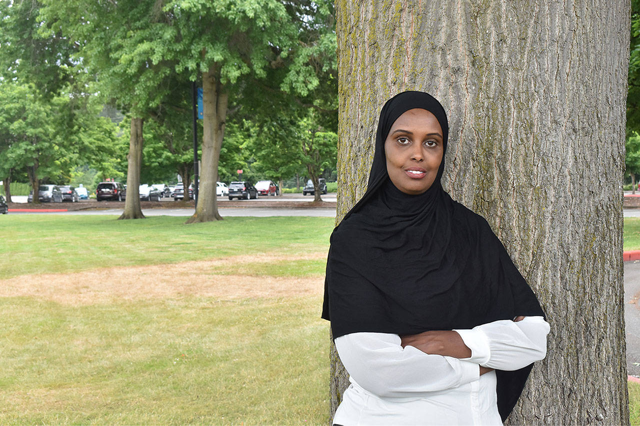 Photo by Alex Bruell/Sound Publishing
Ubax Gardheere, 2021 candidate for the 9th District seat of the Metropolitan King County Council, poses for a photo at Cedar River Park in Renton.