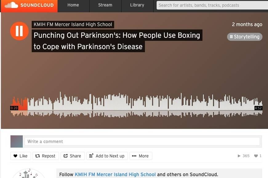 In his five-minute podcast, “Punching Out Parkinson’s: How People Use Boxing to Cope with Parkinson’s Disease,” Gabe Gottesman explores how his grandmother and others with Parkinson’s can combat the symptoms by staying active, and in this case, by boxing. Screenshot