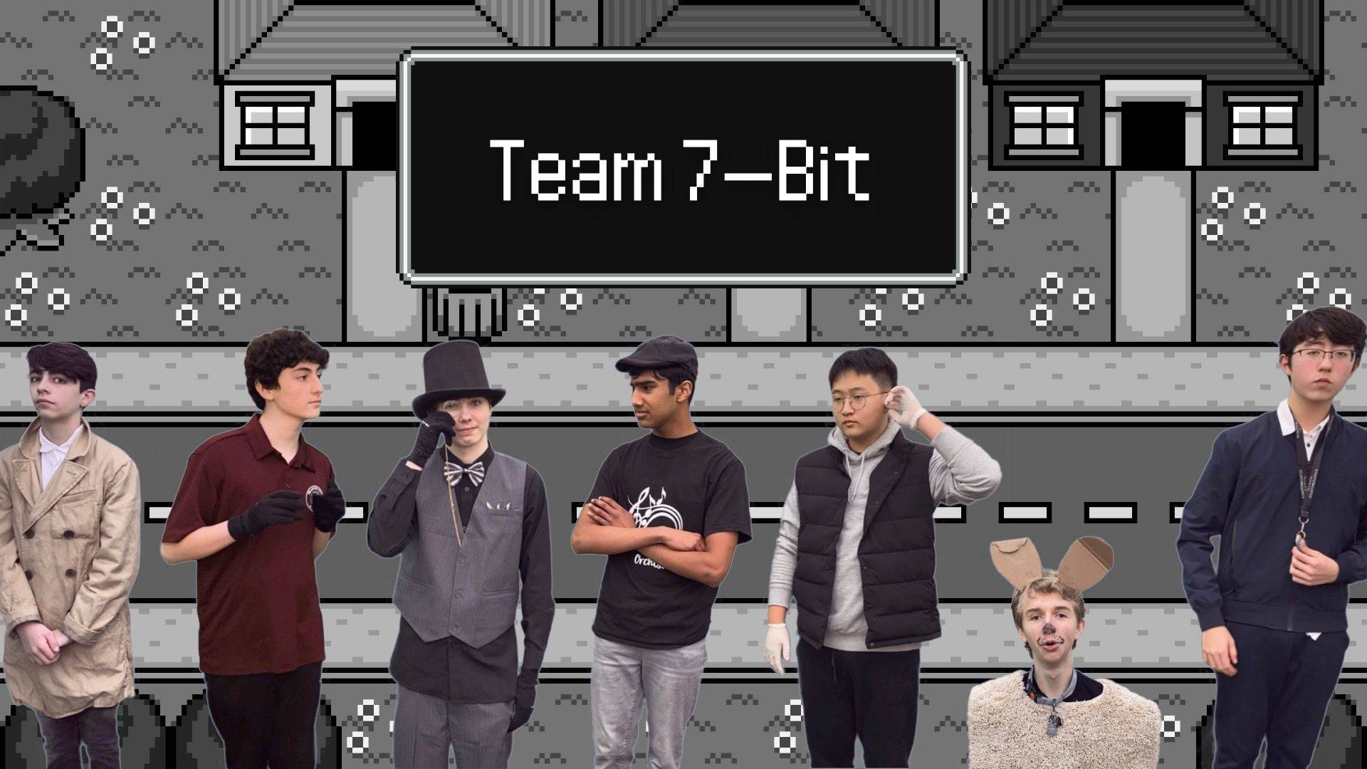 From left to right, Mercer Island High School’s Team 7-Bit perform in “Detective Quest,” Julius Perez, Daniel Marcus, Tyler Langley, Sidh Shroff, Sol Park, Lucas Lessard and Eliot Geer. Courtesy photo