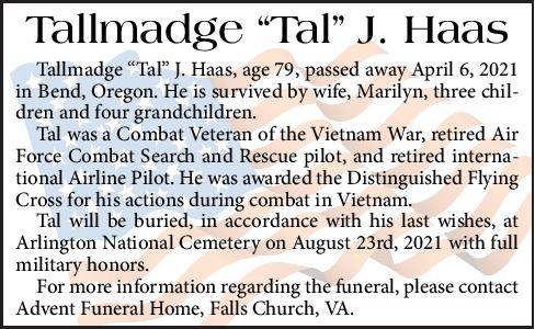 Tallmadge "Tal" J. Haas | Obituary