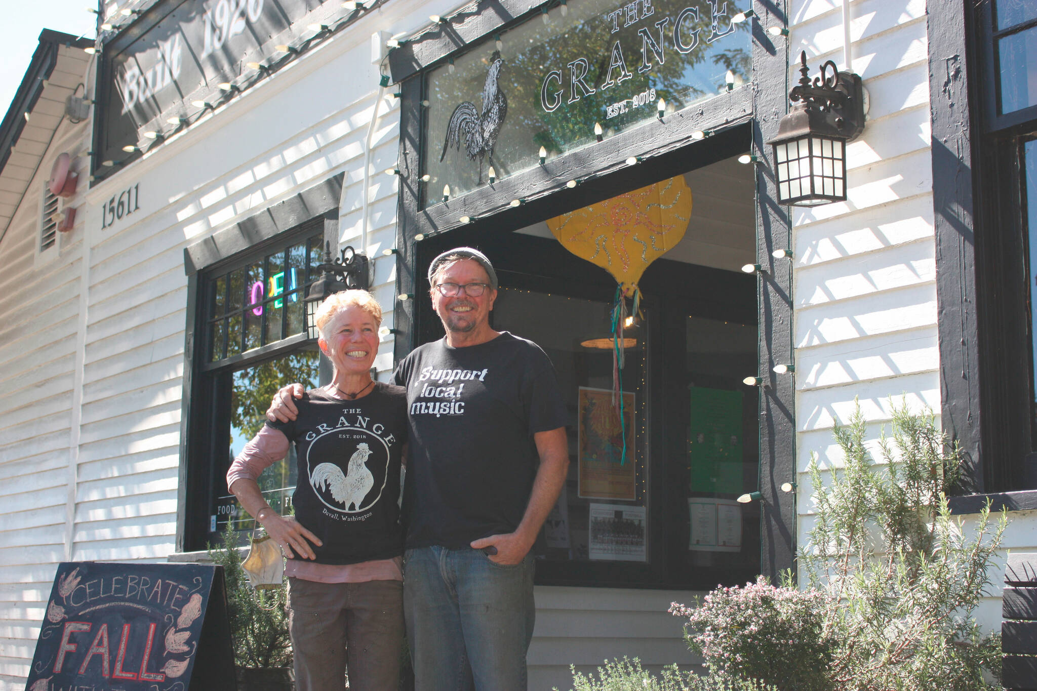 Co-owners Sarah Cassidy and Luke Woodward stand in front of The Grange, 15611 Main St. NE, Duvall. Photo by Cameron Sheppard/Sound Publishing
Co-owners Sarah Cassidy and Luke Woodward stand in front of The Grange, 15611 Main St. NE, Duvall. Photo by Cameron Sheppard/Sound Publishing