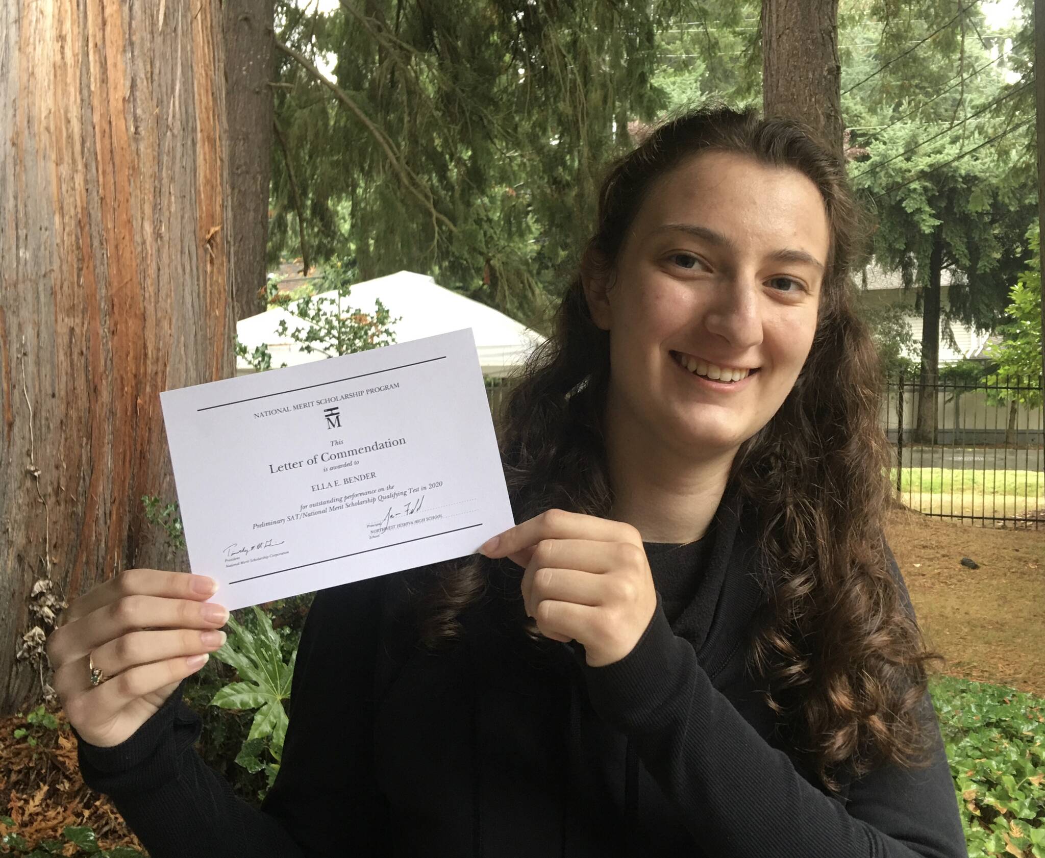 Northwest Yeshiva High School senior Ella Bender received a letter of commendation from the National Merit Scholarship program. Courtesy photo