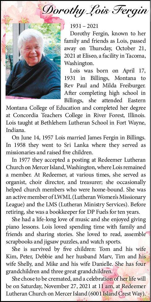 Dorothy Lois Fergin | Obituary