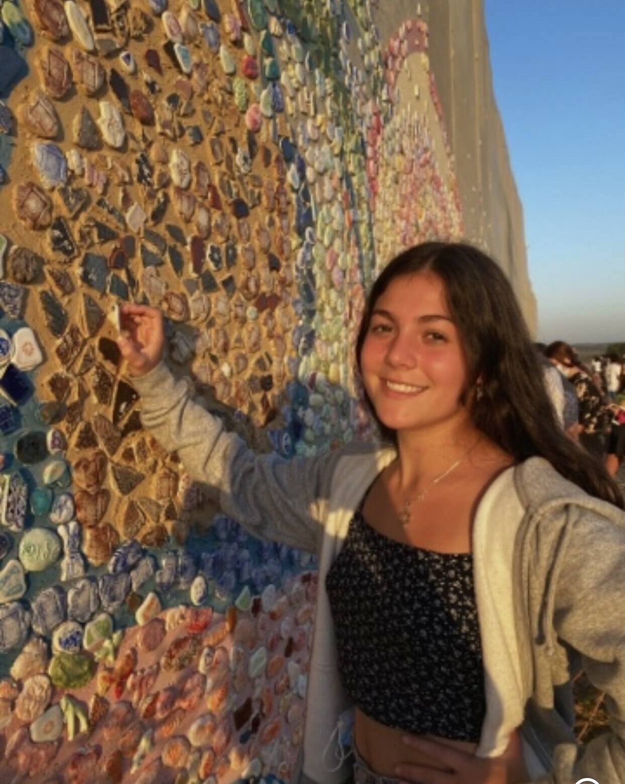 Mimi Hartman stands at the Gaza-Israel border during her travels. Courtesy photo