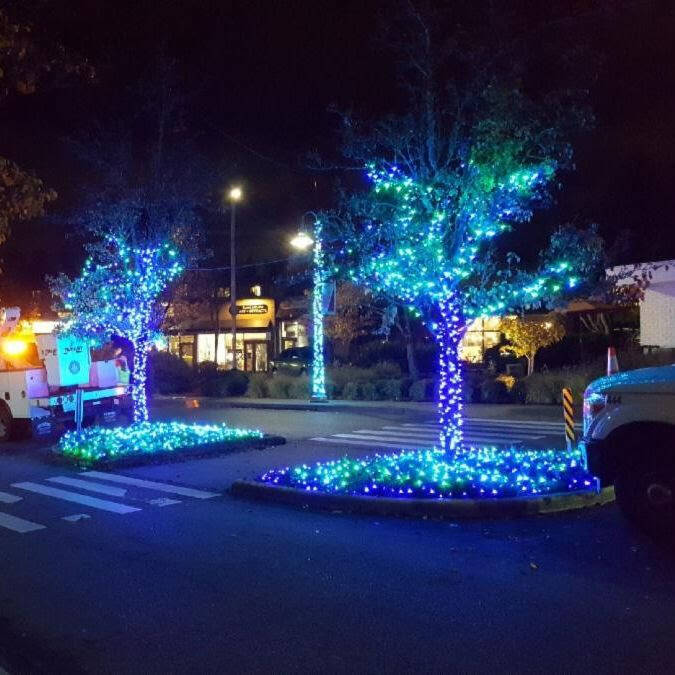 Holiday lights brighten up the city of Mercer Island in this 2020 photo. Courtesy photo