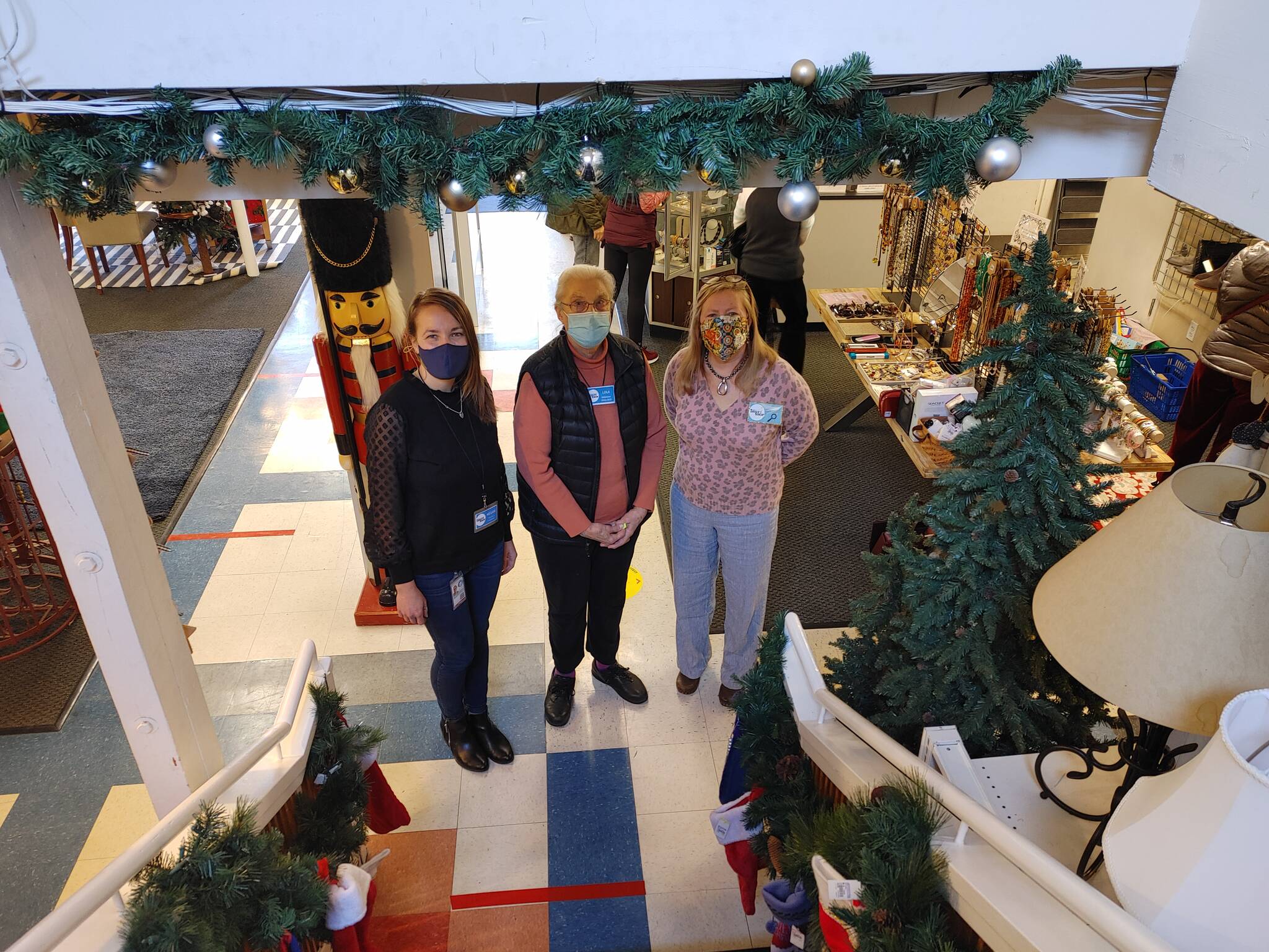 From left to right, Megan Schoephoerster, Lola Deane and Jennifer Glick at the Mercer Island Thrift Shop. Andy Nystrom/ staff photo