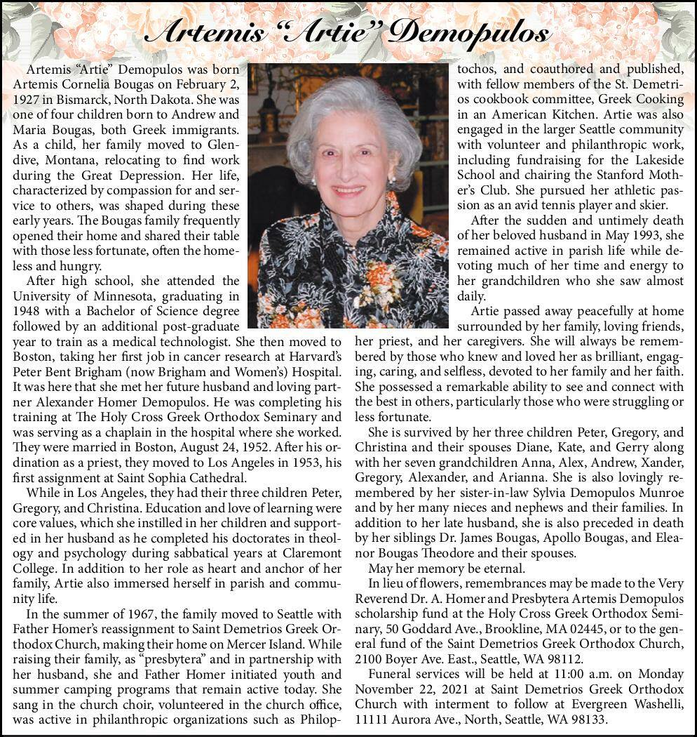 Artemis "Artie" Demopulos | Obituary