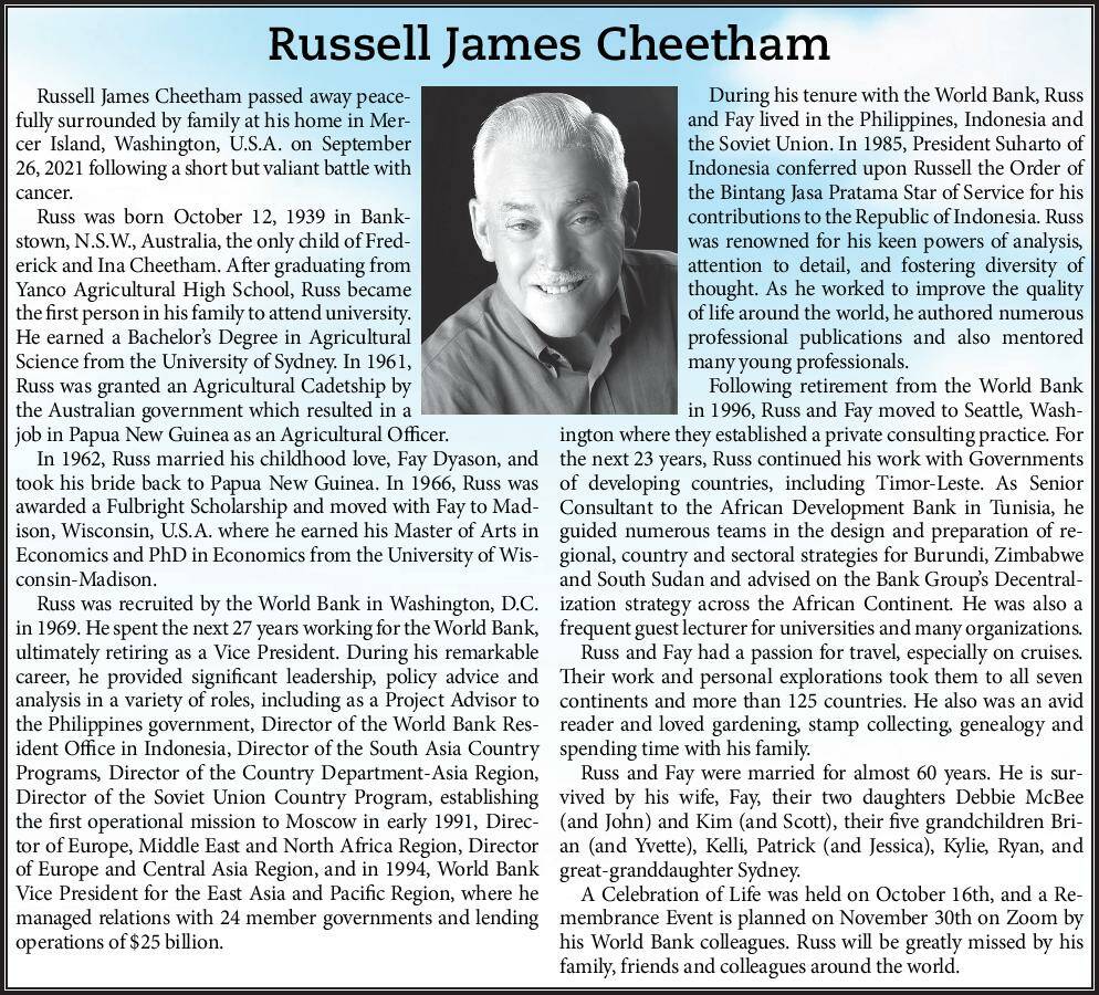 Russell James Cheetham | Obituary